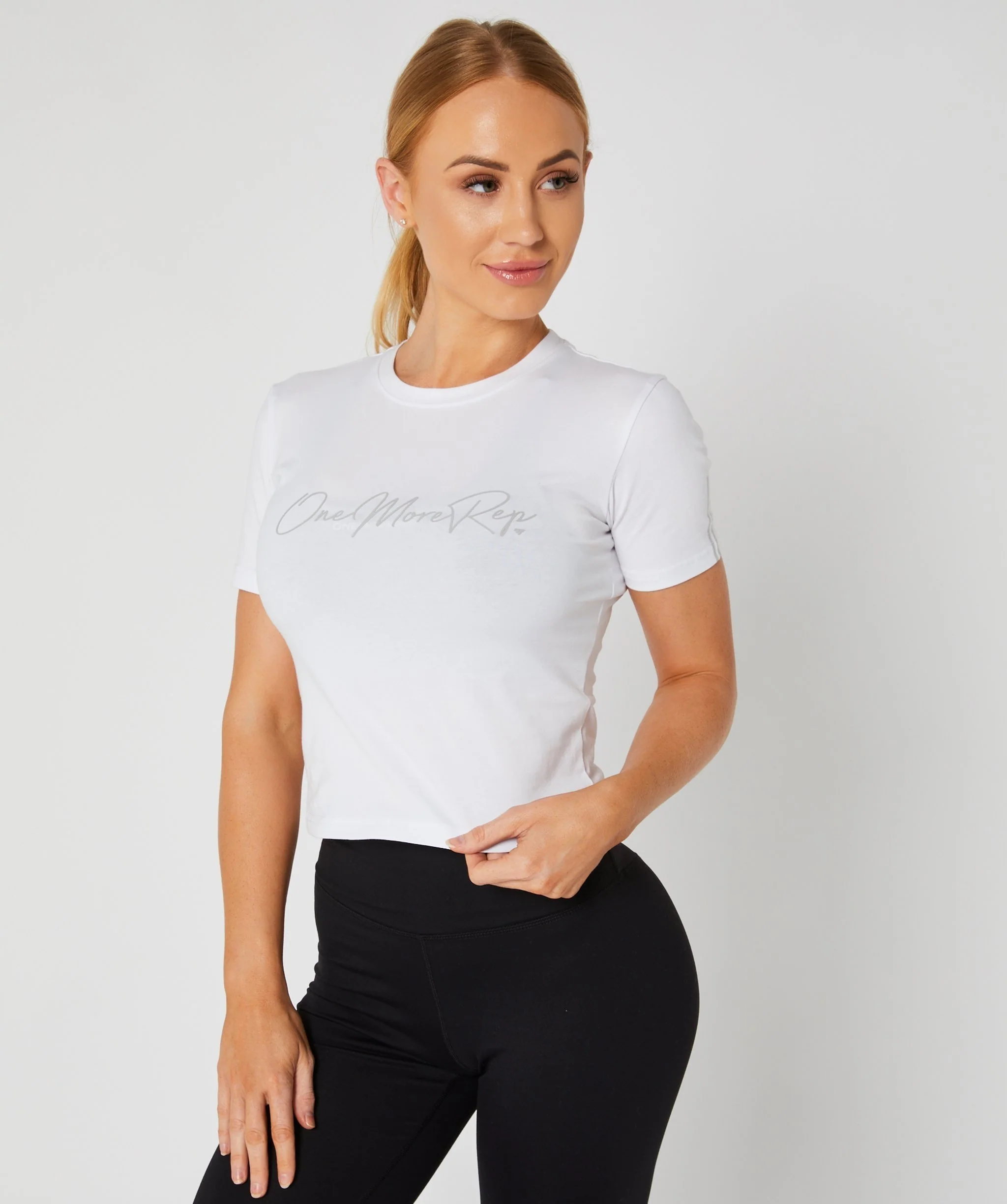 Core Crop Fitted Tee (White) by OneMoreRep - Image 10