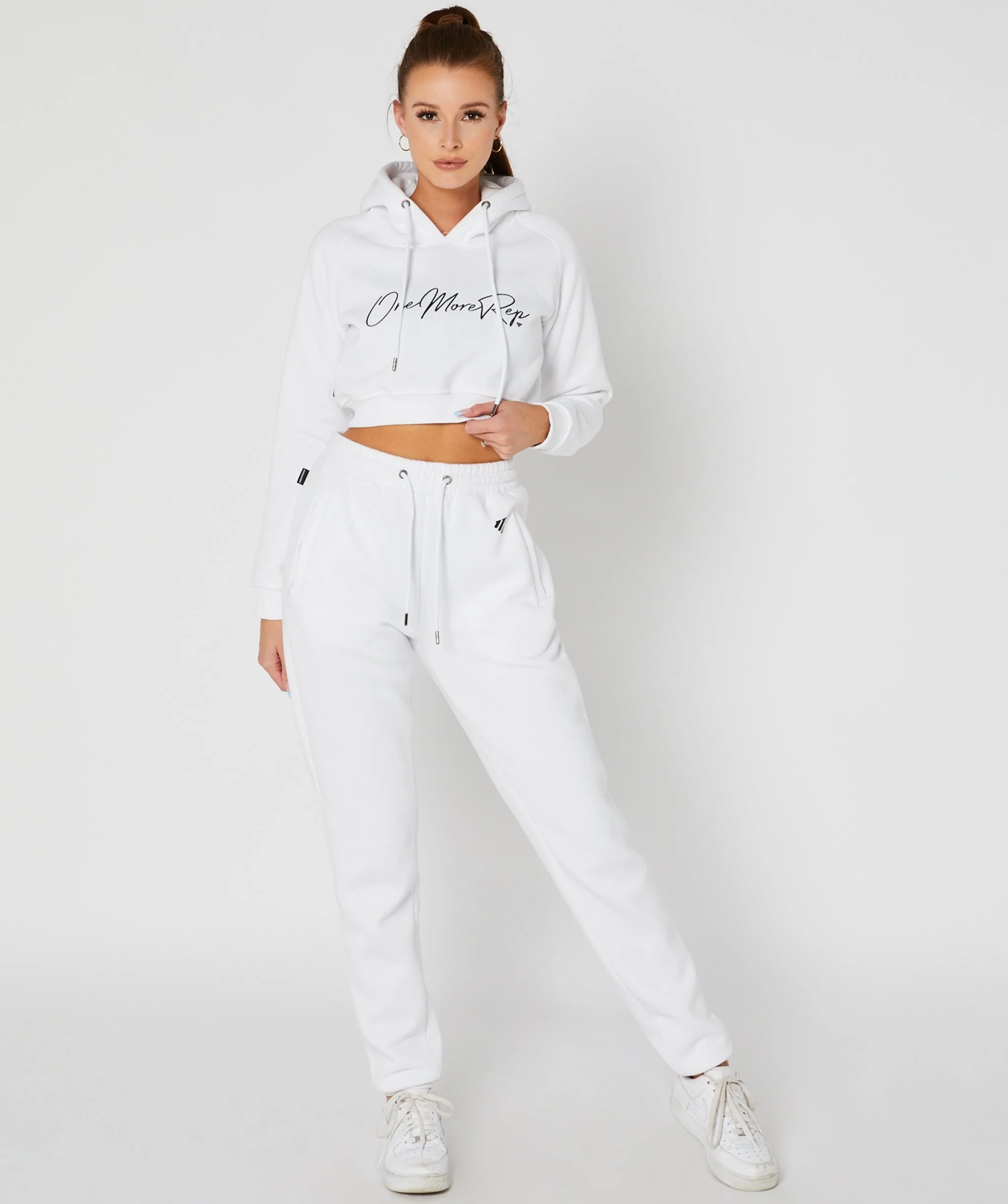 Crop Pullover Hoodie (White) by OneMoreRep - Image 3