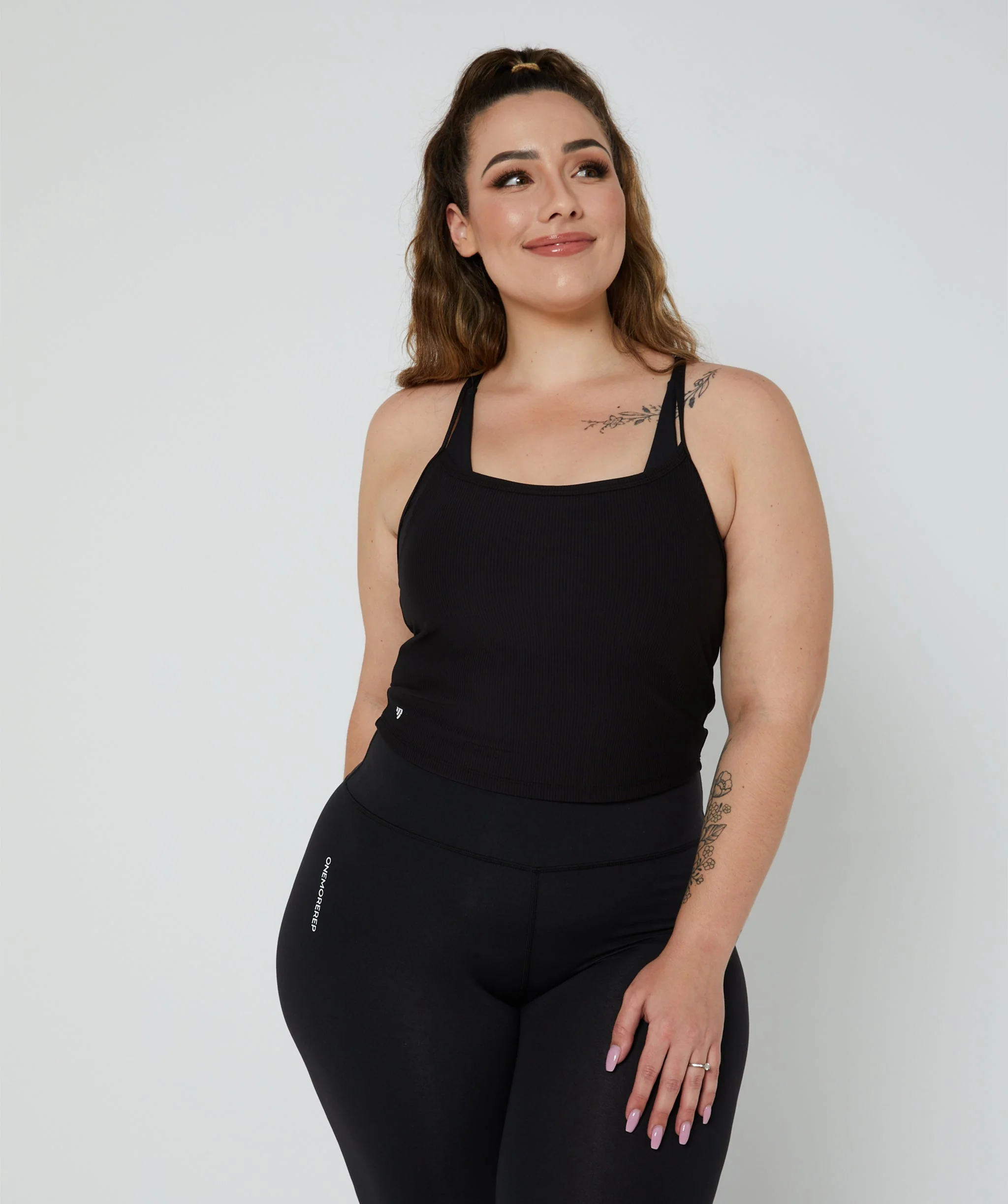 Elevate Ribbed Cropped Singlet (Black) by OneMoreRep - Image 2