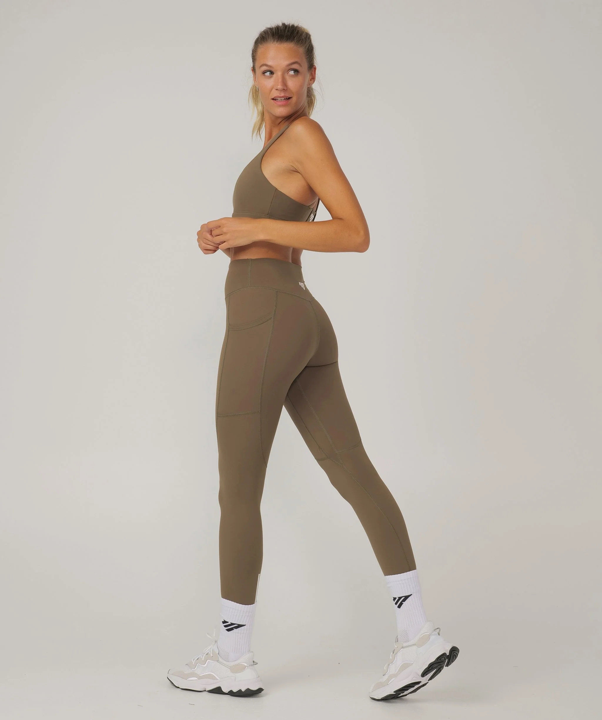 Hype Pocket Full Length Leggings (Khaki) by OneMoreRep - Image 7