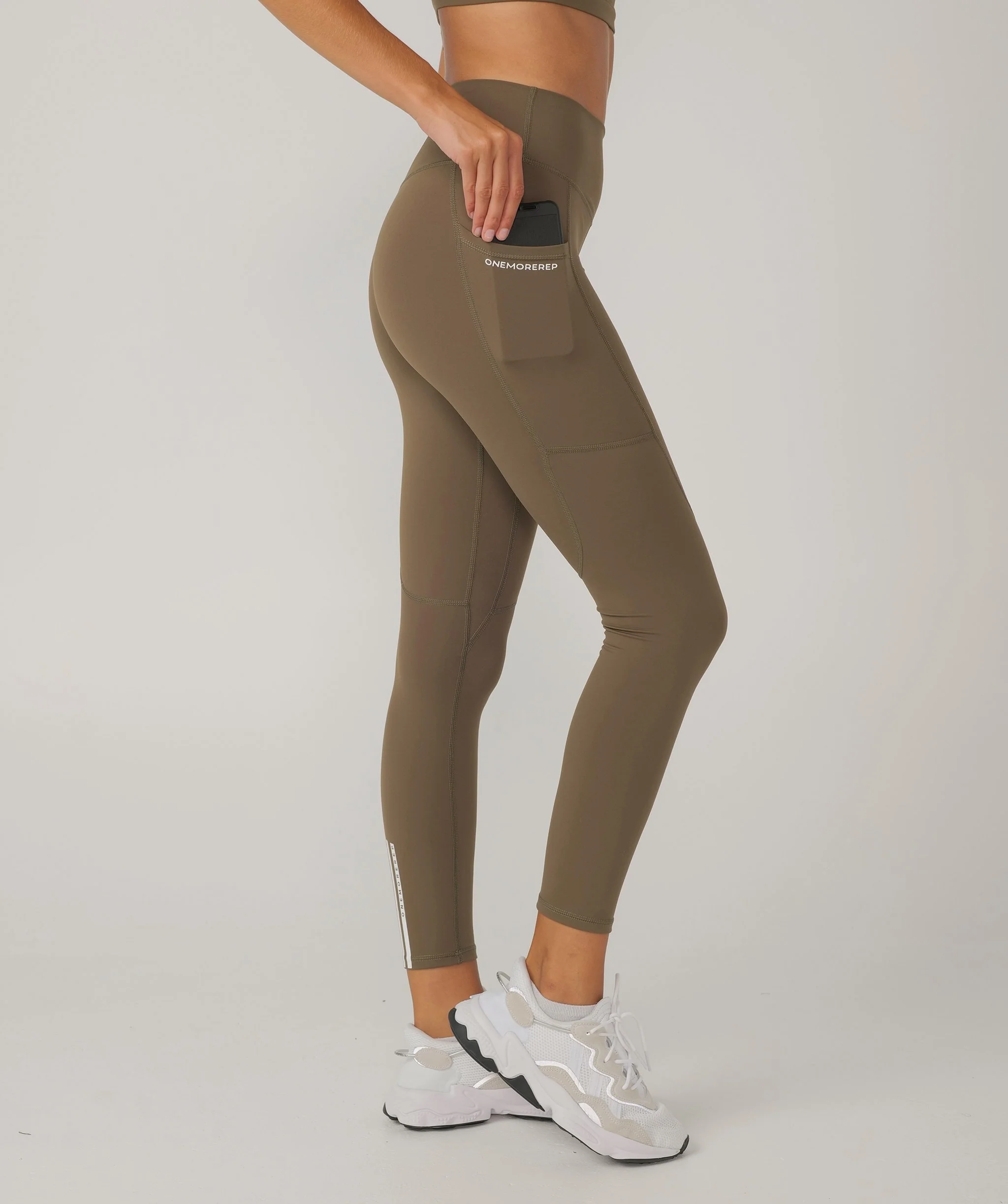 Hype Pocket Full Length Leggings (Khaki) by OneMoreRep - Image 9