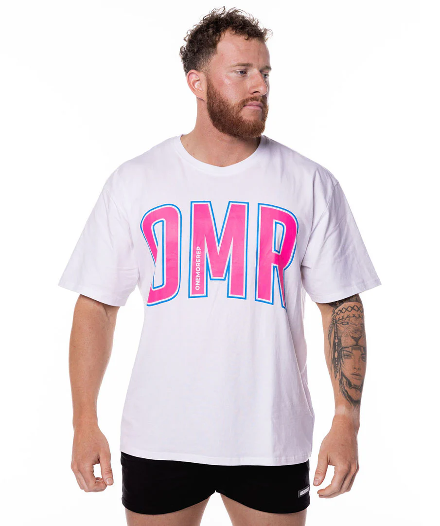 Oversized Pump Unisex Tee White/Bubblegum Pink by OneMoreRep