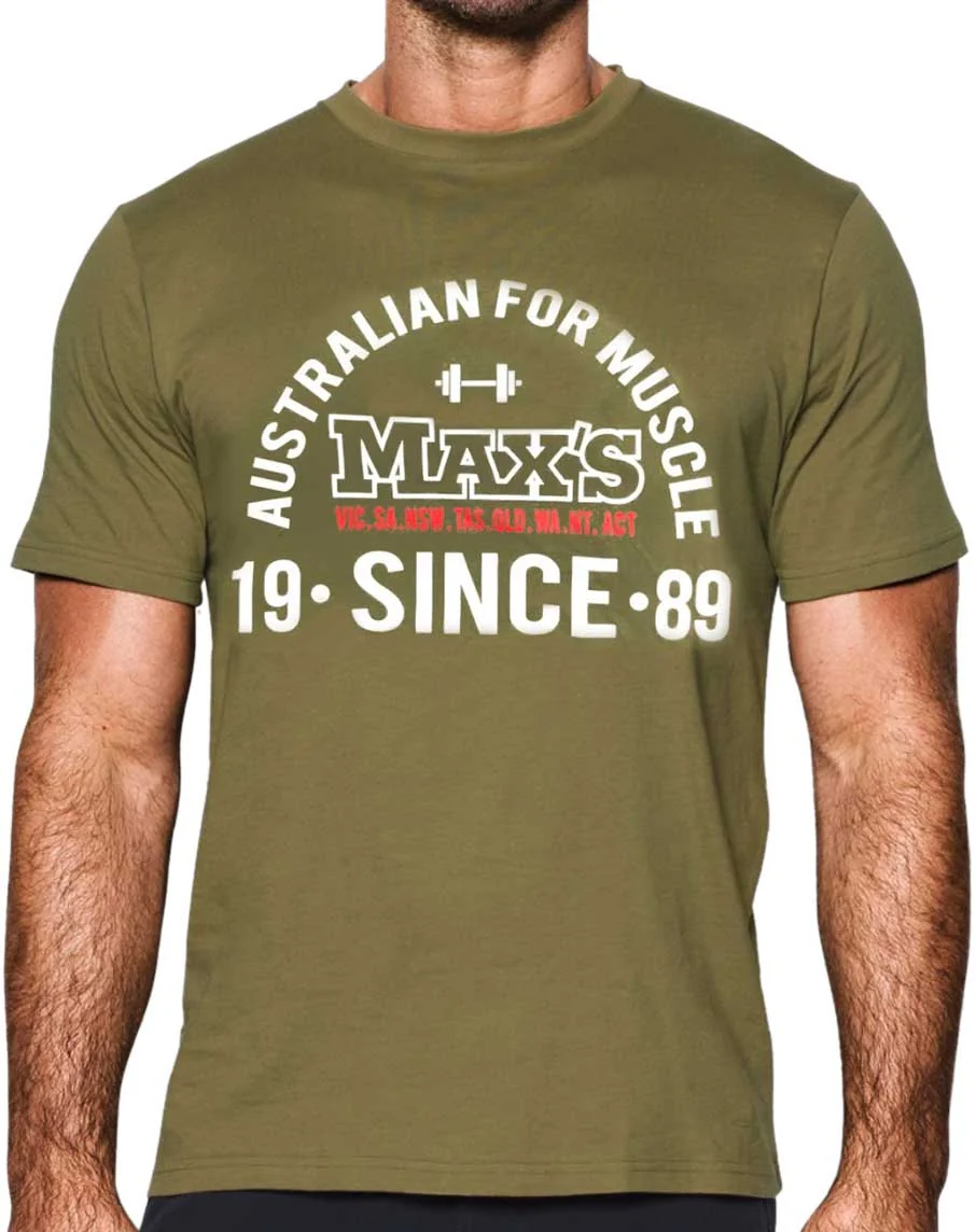 T-Shirt (Khaki - Australian for Muscle Since 1989) by Max's Supplements - Image 4