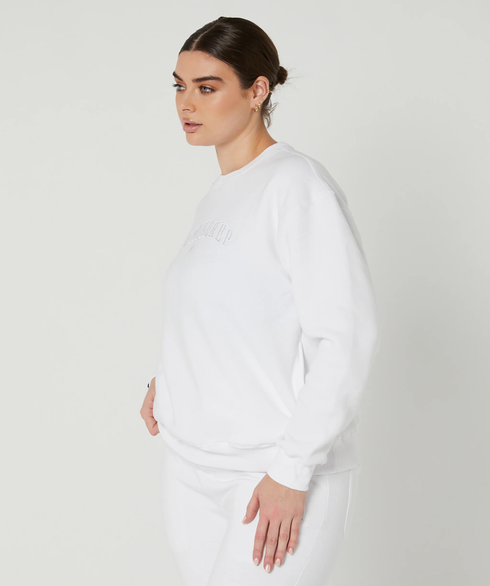 Varsity Crewneck Jumper (White/White) by OneMoreRep - Image 3